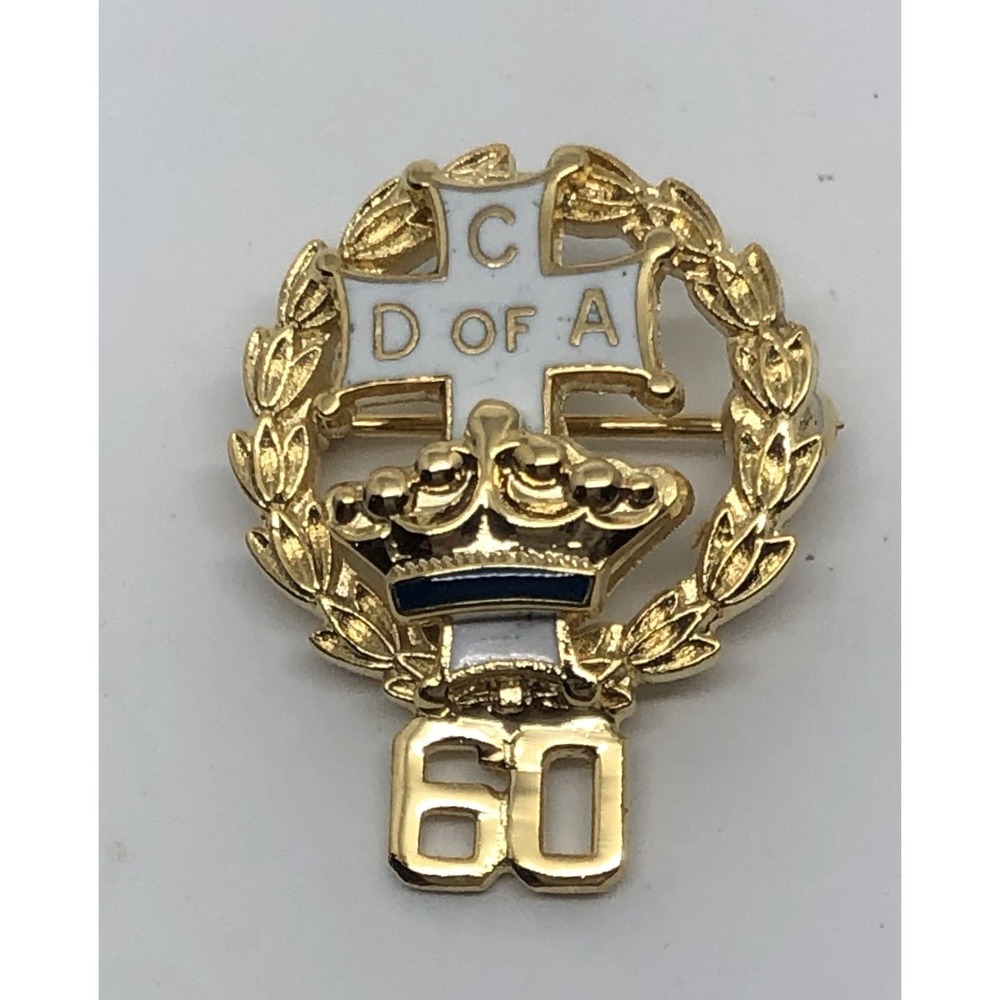 C D Of A Pin Vintage Enamel Gold Tone Catholic Daughters of America CDA 60 Years